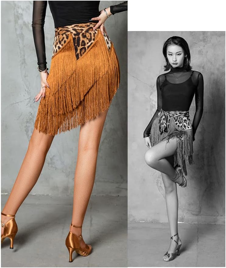 Women's Dance Skirts Ballroom Latin Dance Tango Apron Tassel Hip Scarf
