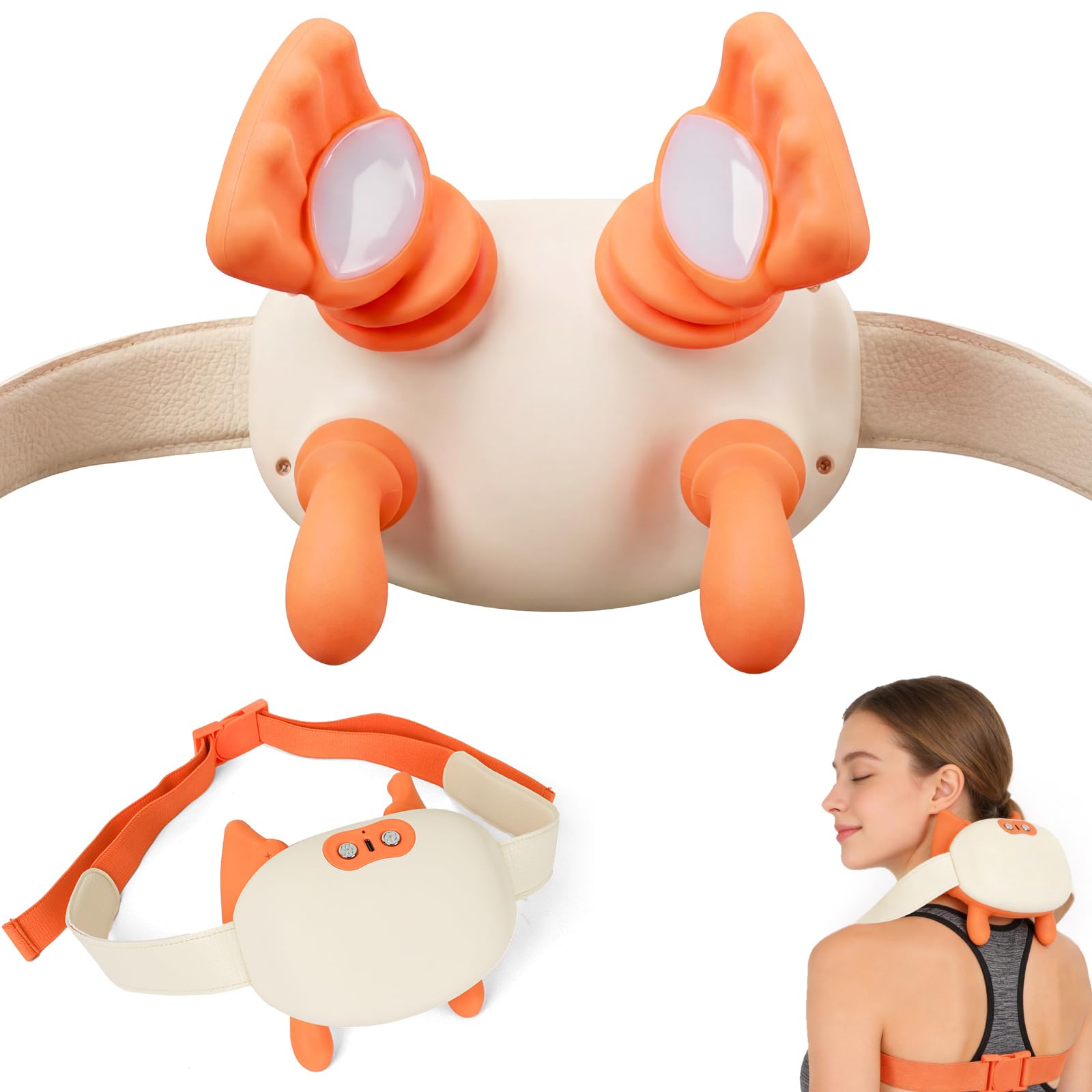 4D Nackenmassagegerät mit Wärme – Massagegerät für Nacken, Rücken und Schultern – Tragbares Massagegerät ideal für Reisen, Entspannung und Stressabbau