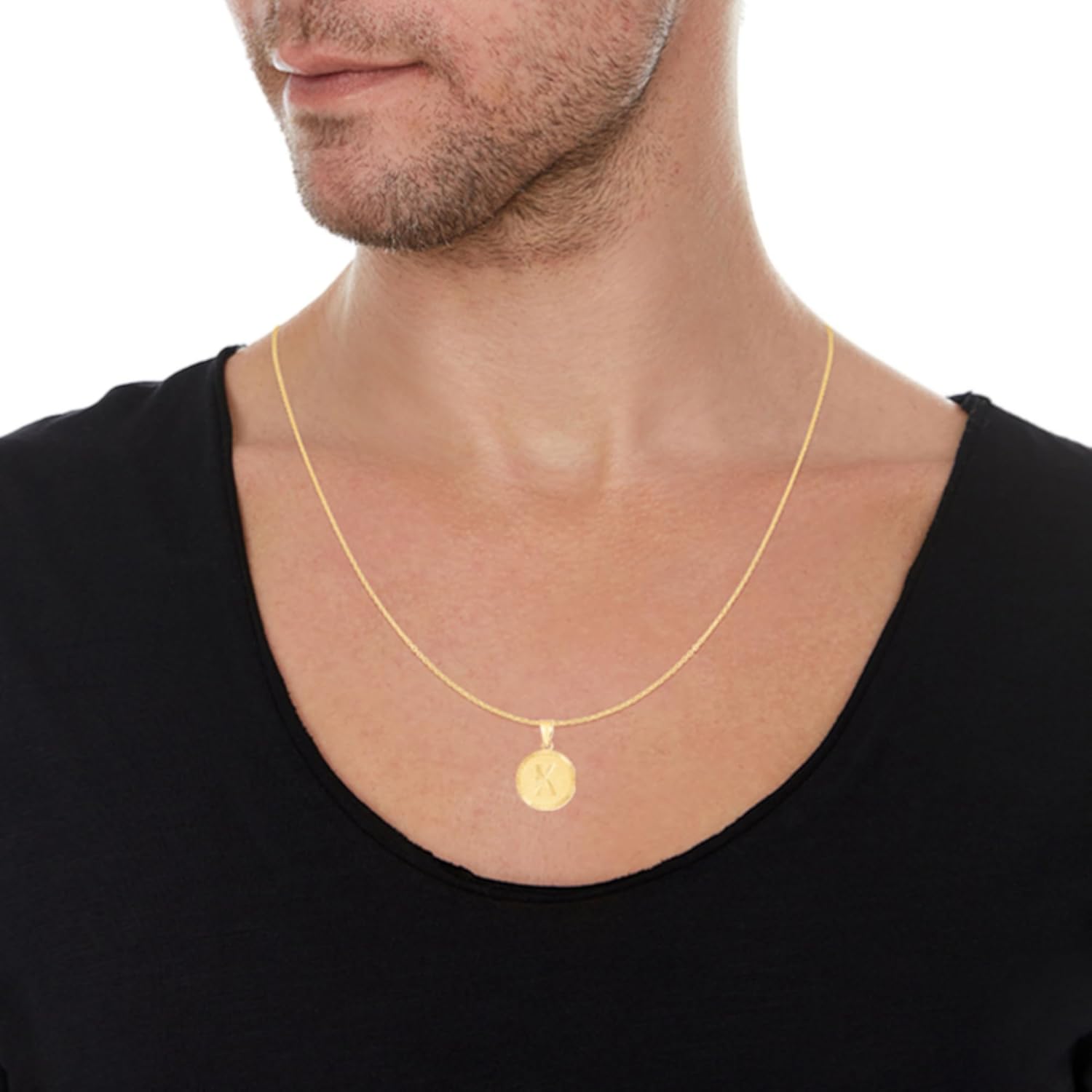 Floreo 10k Yellow Gold 0.63" Personalized Medallion Alphabet Letter A - Z Initial Charm Pendant with optional Extendable Chain Necklace