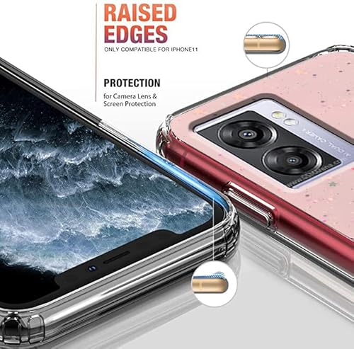 For Oppo A57 5G Case Silicone，Clear Oppo A77 5G/A56S Phone Case Speck, Ultra Slim 0.3Mm Soft Shockproof Protective Glitter Cute Phone Cover For Women Green (Rosa) #TOP2