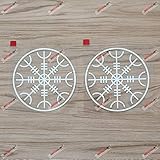 2X White 4'' Helm of Awe Decal Sticker Vegvisir Viking Odin Norse Norway Car Vinyl Round b