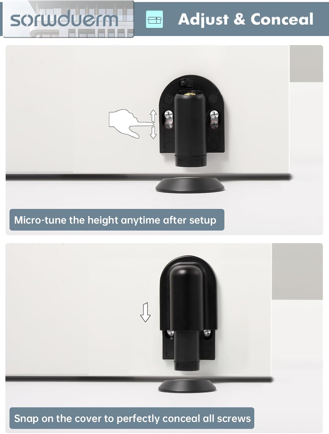 2 Pack Black Door Stopper Magnetic Door Cathc Matte Black Floor Mounted Door Stop Keep Door Open with Screws and Adhesive No Drilling