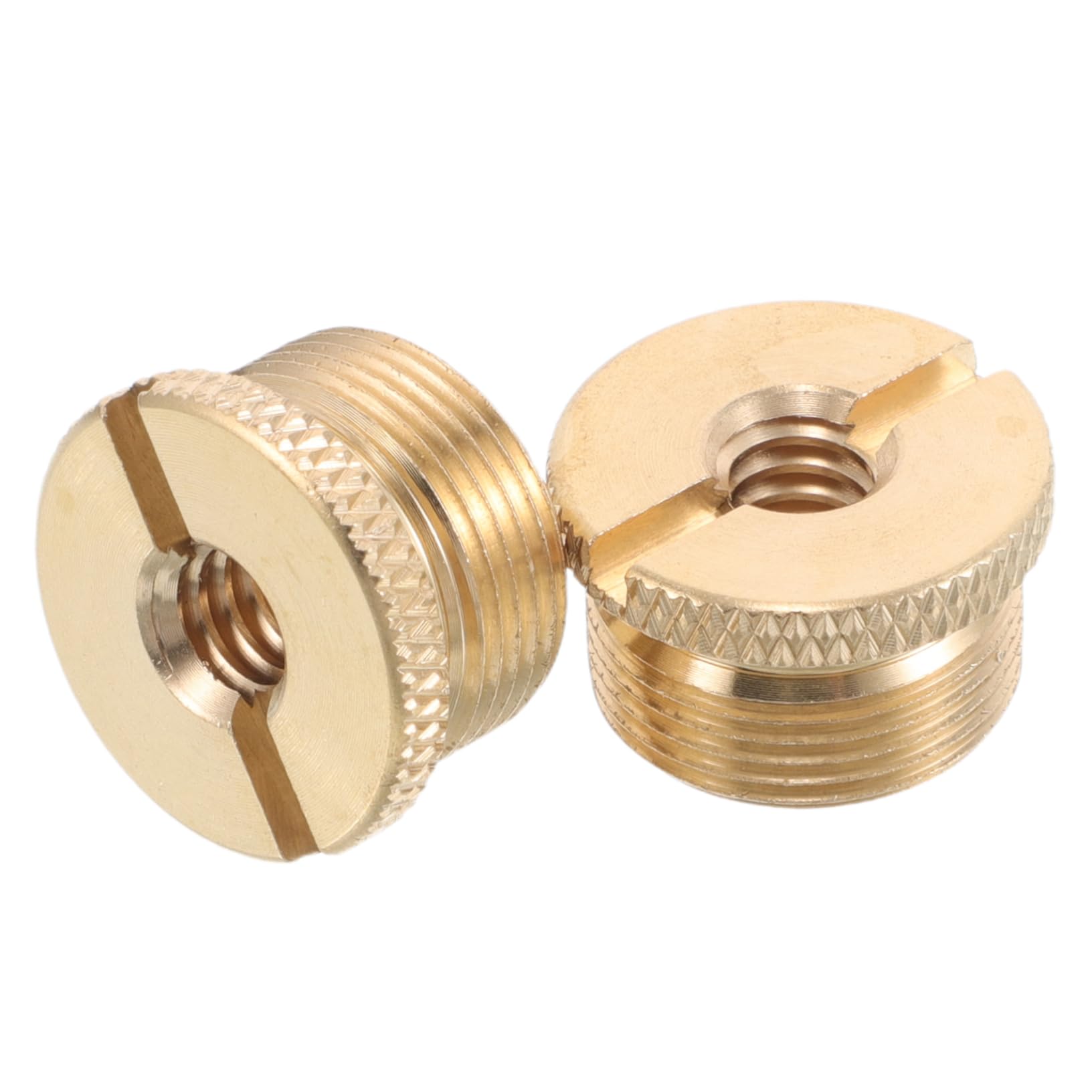 ibasenice 2pcs Microphone Adapter for Stand Mount Screw Brass Microphone Stand Mount Mic Stand Screw Adapter Golden