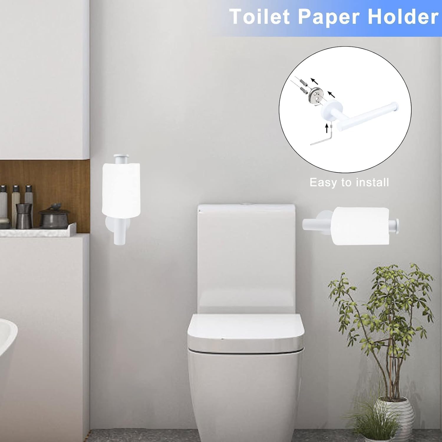 YUET Toallero, juego de accesorios de baño de 3 piezas, juego de hardware de acero inoxidable, montaje en pared, barra de toalla de baño + portarrollos de papel higiénico + toalla, gancho para