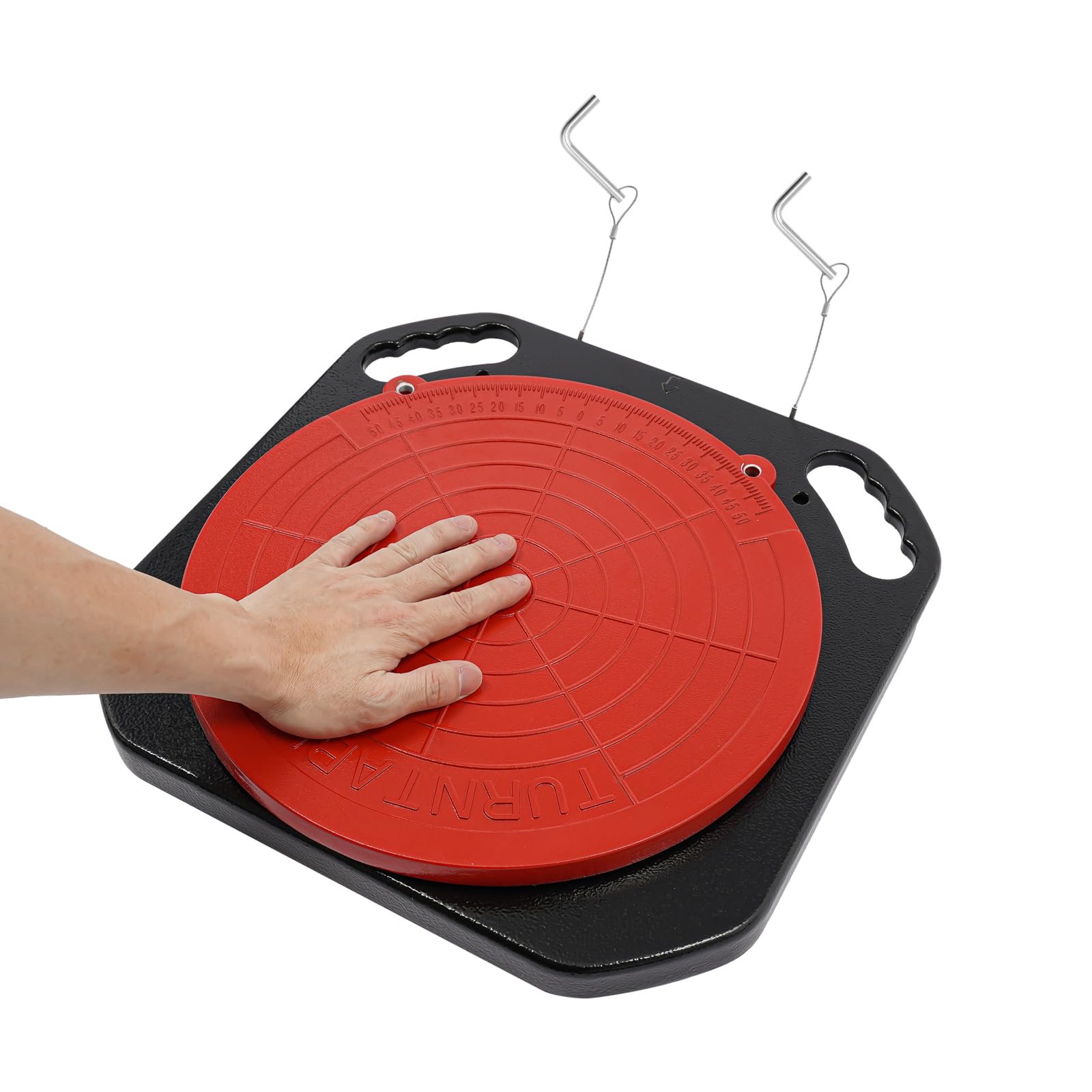 Lot de 2 plateaux rotatifs d'alignement des roues pouvant pivoter à 360 °, chaque capacité de 3 t - Plaques rotatives antidérapantes avec blocs de transition et tampons de pression pour outils