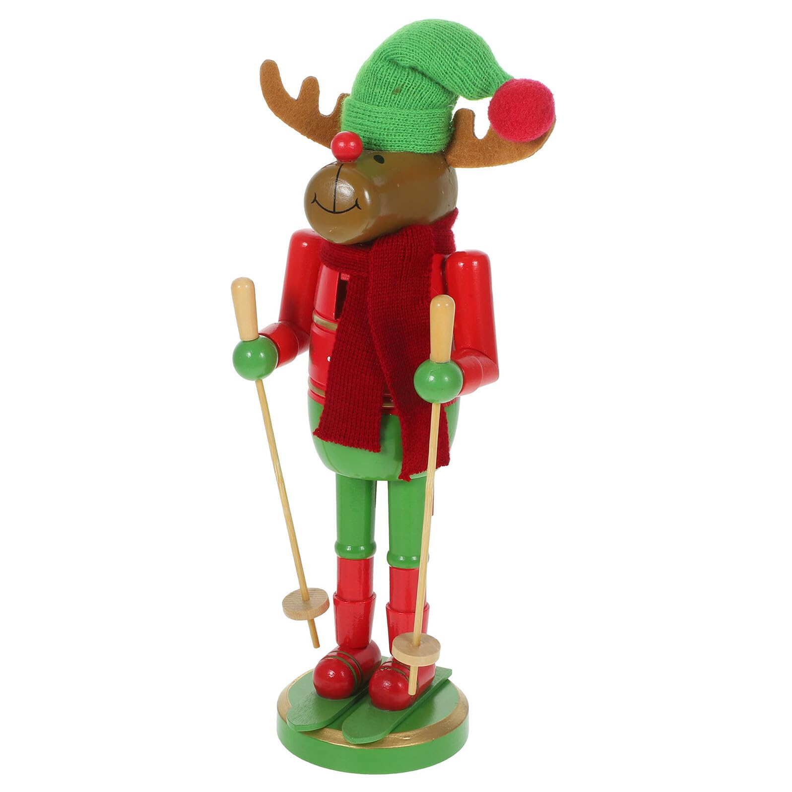 Casse-Noisette en bois 30 cm figurine ski pour décoration de Noël et table fête