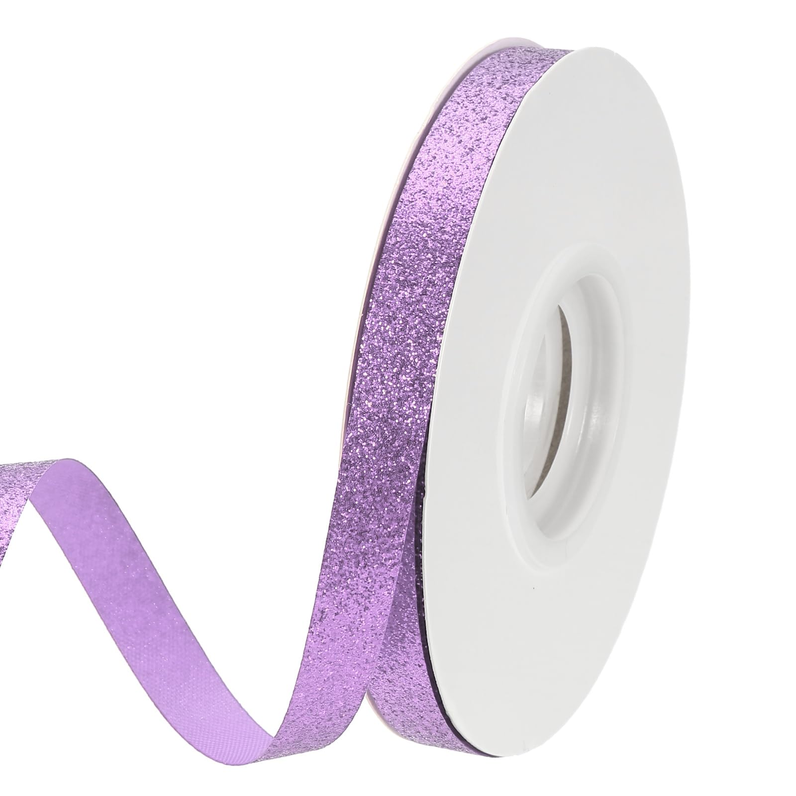 PATIKIL Light Purple Metallic Glitter Ribbon Roll, 3/8 Inch x 25 Yards Sparkly Ribbon Single Sided Cut Edge Design Gift Wrapping Fabric Rolls for DIY Crafts Wedding Party Home Decor