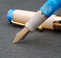 Vista 3 de Pluma estilográfica JINHAO 100 con convertidor de tinta (punta mediana de 0.7mm, azul cielo-B)