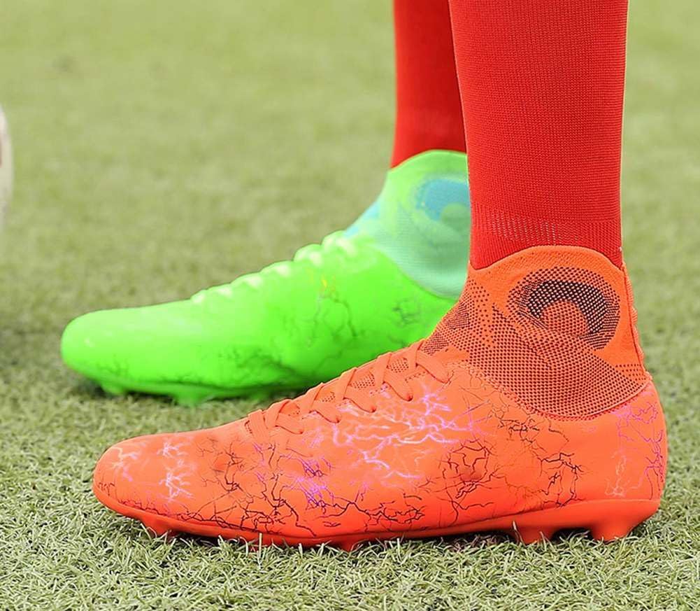 Unisex's AG Cleats Training Football Sneakers Sports Non-Slip Long Studs High-Top Soccer Shoes for Youth