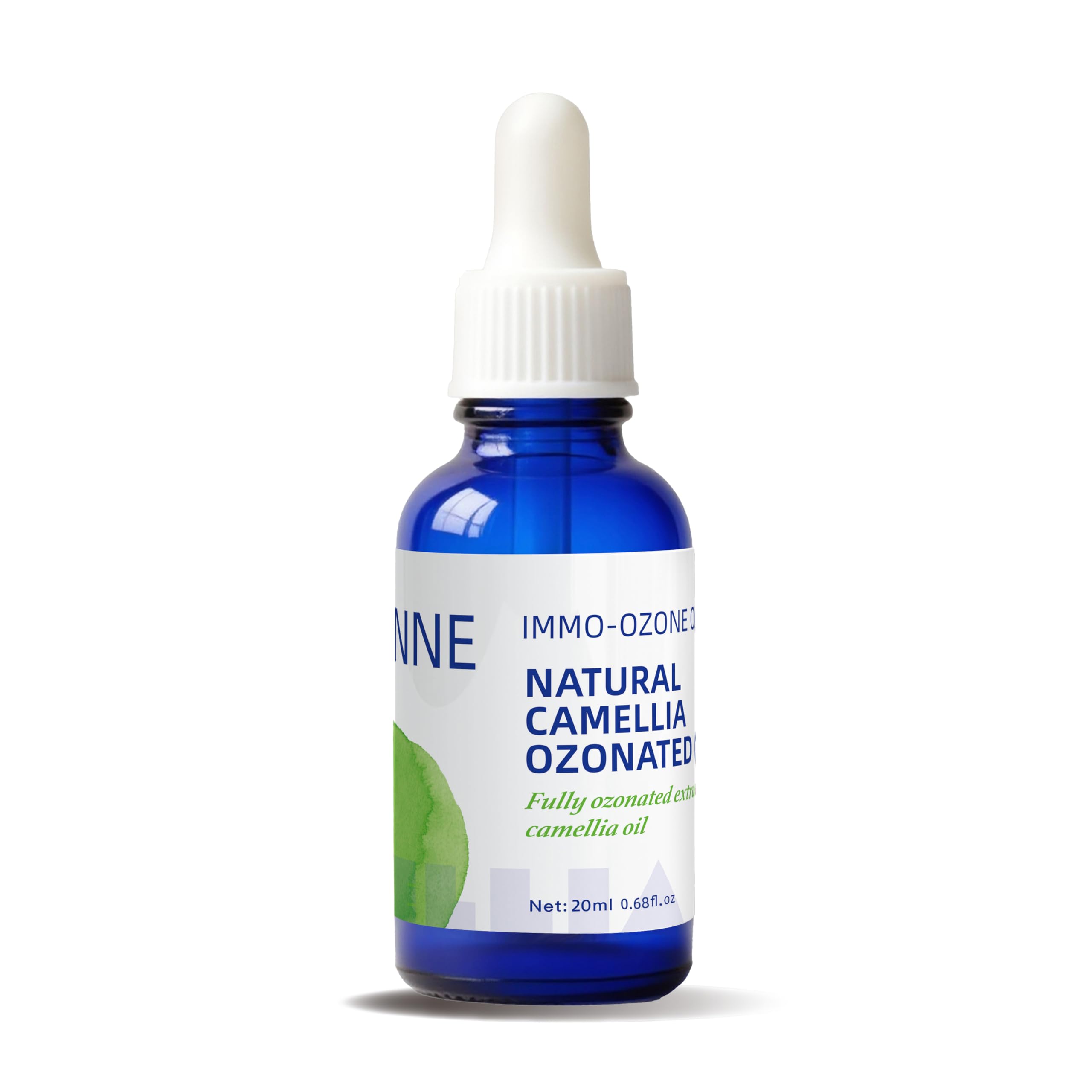 IMMO Ozonated Camellia Oil - 100% Natural & Organic for Oily & Sensitive Skin, Gentle Soothing Formula with Vitamin E, For The Whole Family, Glass Dropper 0.68 fl oz (20mL)