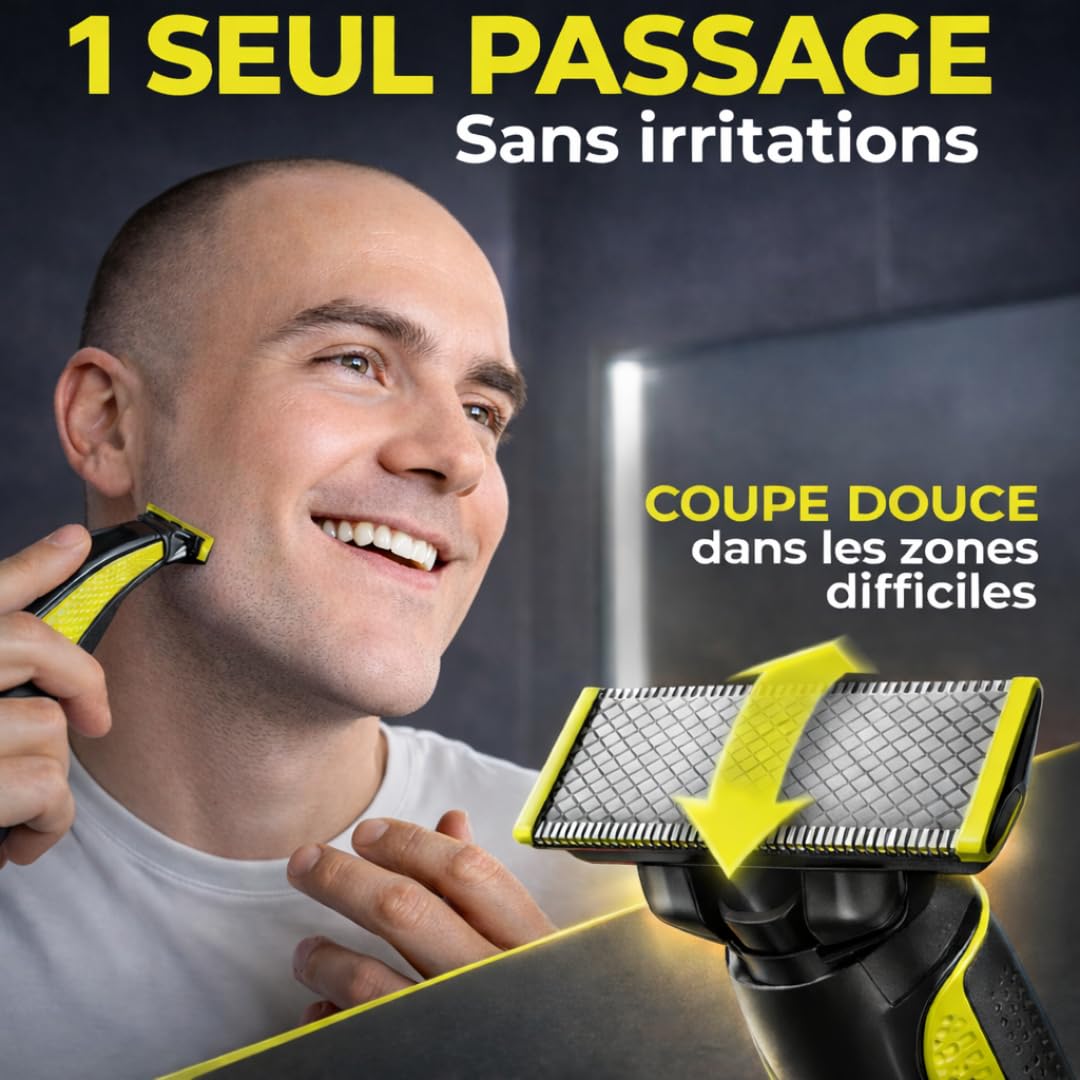 Lot 8 Lames de Rechange RazorBlade pour Rasoir Électrique comptatible OBlade QP220 QP2824 QP2724 QP2520 QP2630 QP65XX One Blade Lame en Acier Inoxydable remplacement pour Rasoirs Tondeuse Rasage lama