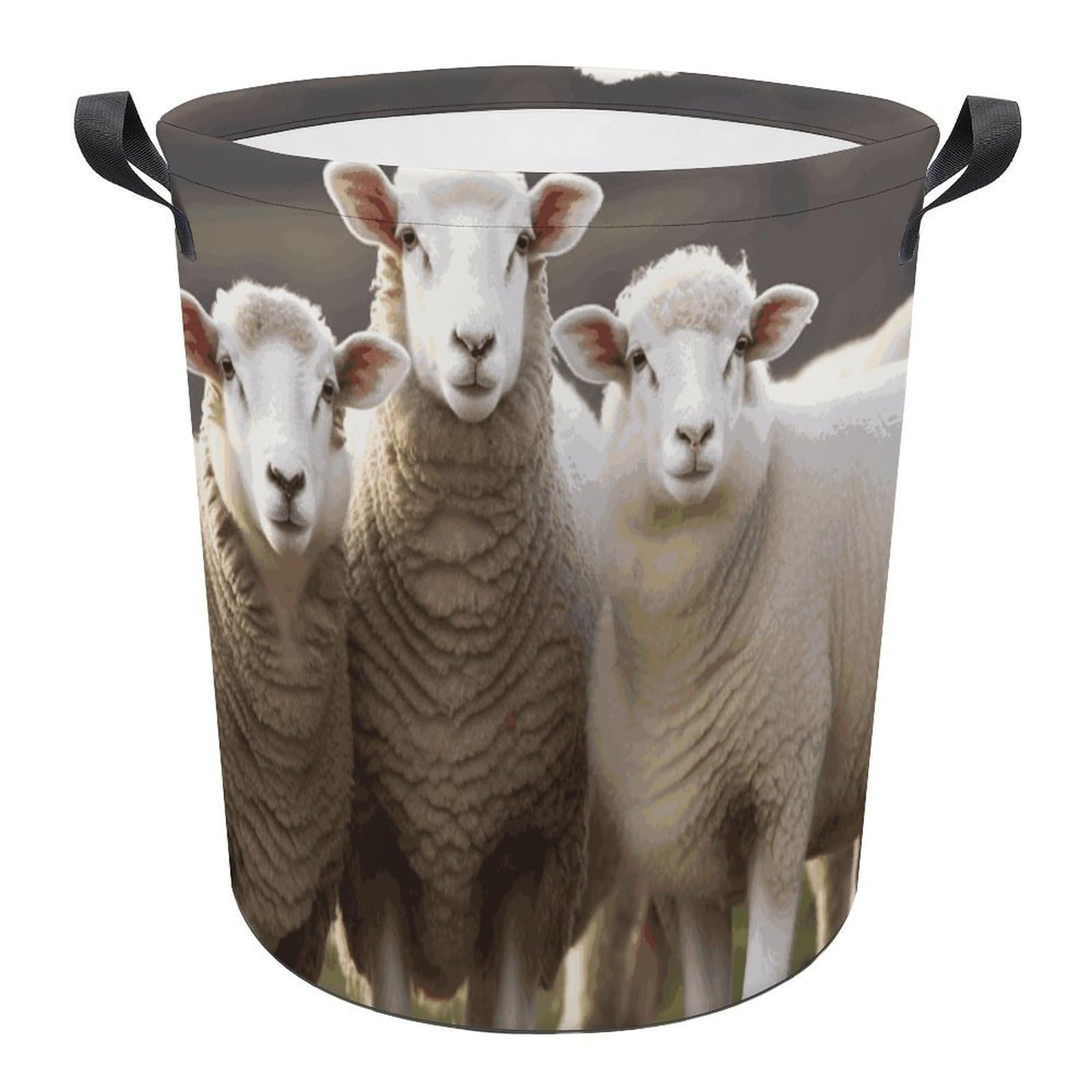 Panier à linge pliable mouton grand format avec poignées de transport