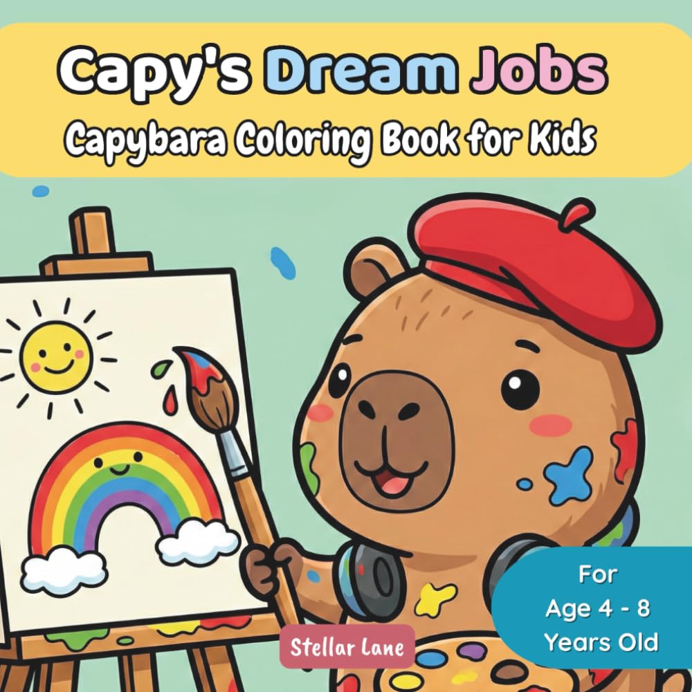 Capy's Dream Jobs - Capybara Coloring Book for Kids: Your Cozy Friend for Stress Relief and Relaxation: 50 Bold and Easy Illustrations of Fun Careers ... for Kids Ages 4-8. (Capy's Cozy Corner)