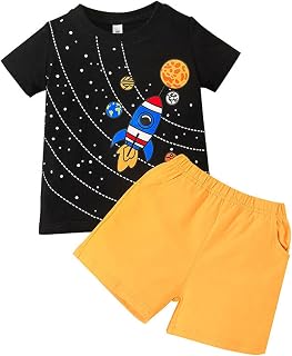 Conjunto de roupas para bebês meninas crianças bebês meninas primavera verão algodão estampado manga curta camiseta shorts roupas roupas (preto, 5-6 anos)