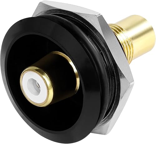 QIANRENON Gold Plated RCA Embedded Threaded Fixed Adapter, RCA Female to Female Panel Mount AV Connector,for TV Subwoofer Speaker Amplifier Phono S/PDIF(White)