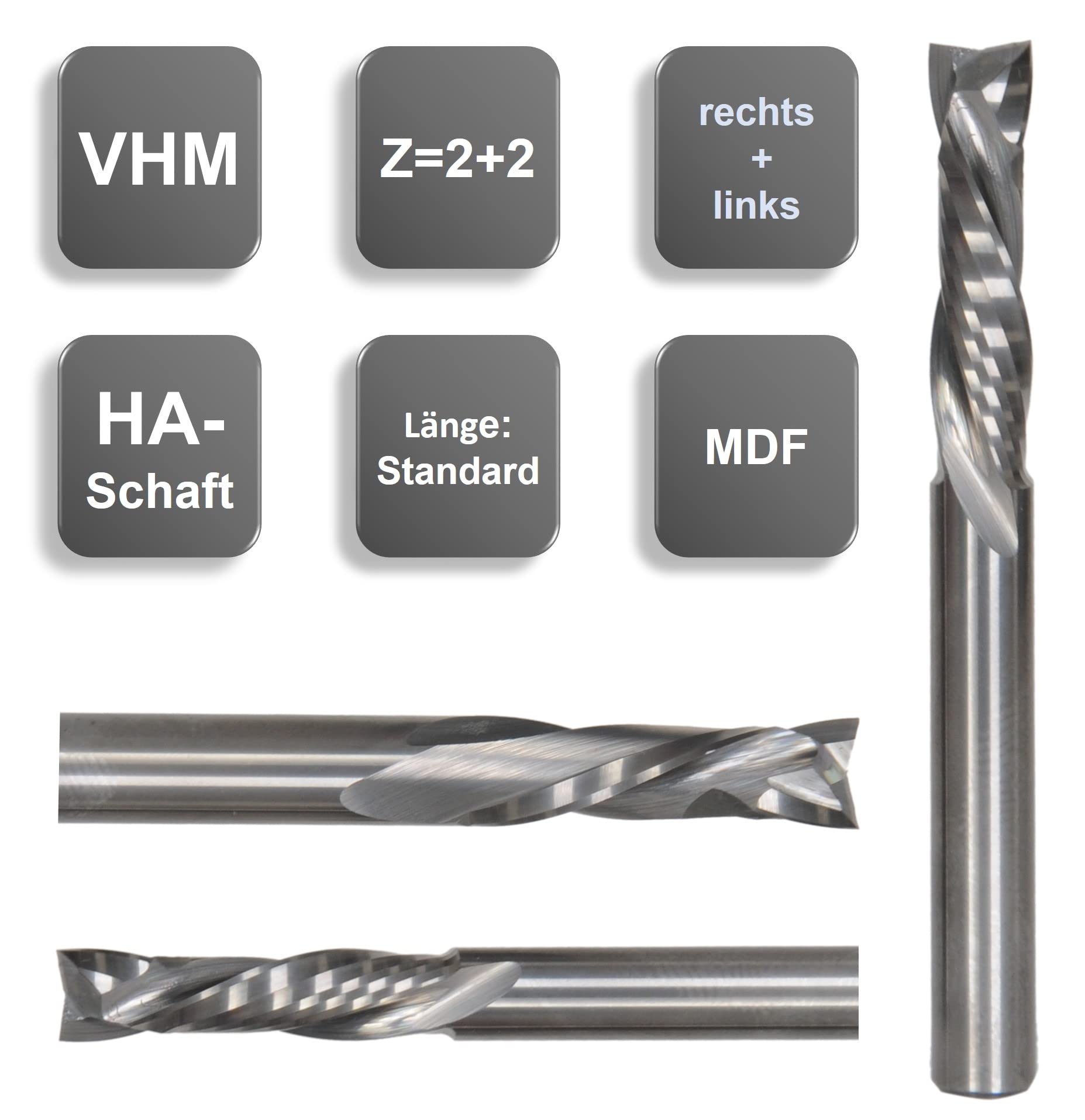 VHM Fräser für Holz, MDF, Z=2+2 Ø 6x22 + 8x24 mm up+down Z2 positiv + Z2 negativ (12 x 35 x 80 - d2=12 mm)