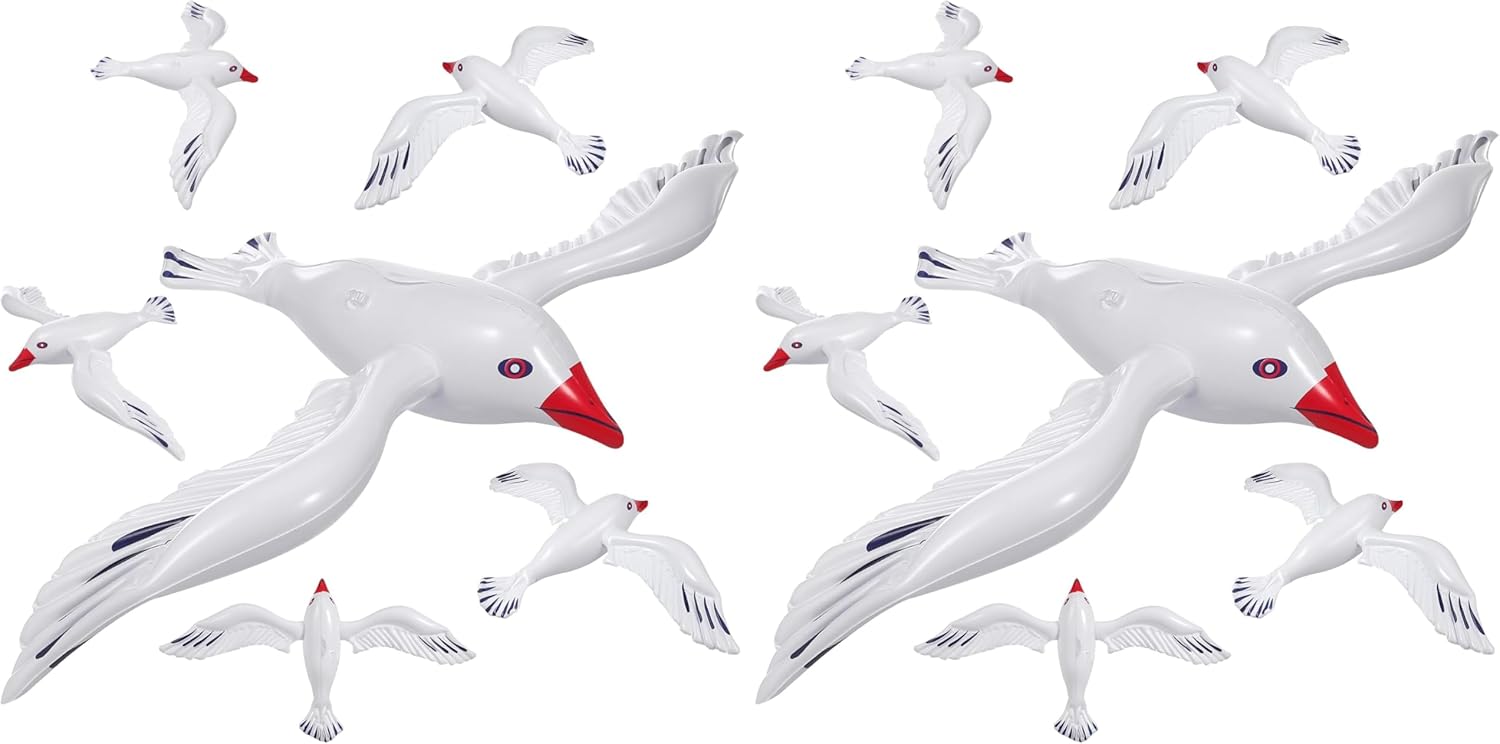 Toyvian Large Inflatable Seagulls 6pcs Jumbo Toy Blow Up Sea Birds Balloons Seagull Ornaments Wedding Beach Pool Party Supplies (Pack of 2)