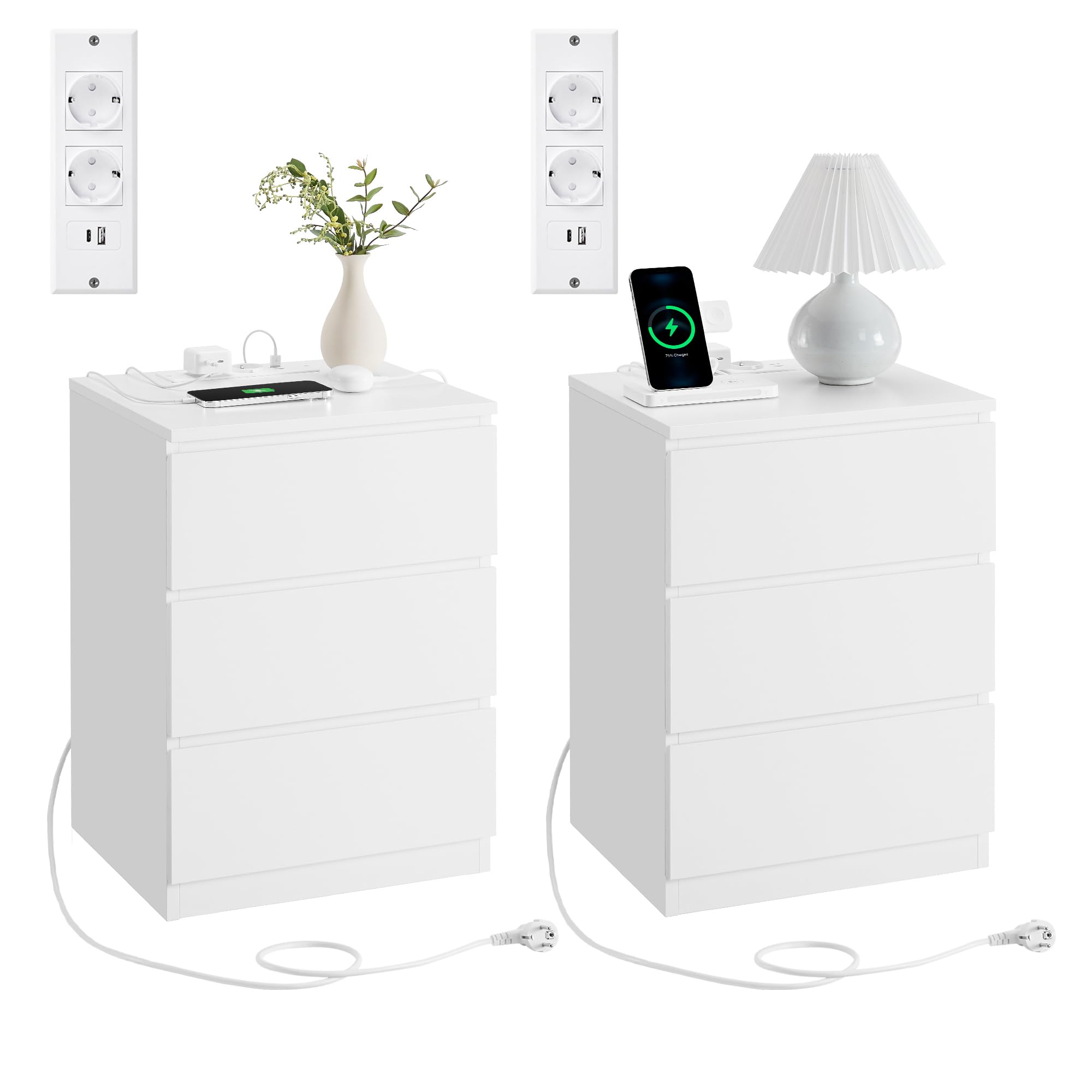 Mesitas VASAGLE con Carga USB y Amplio Almacenaje