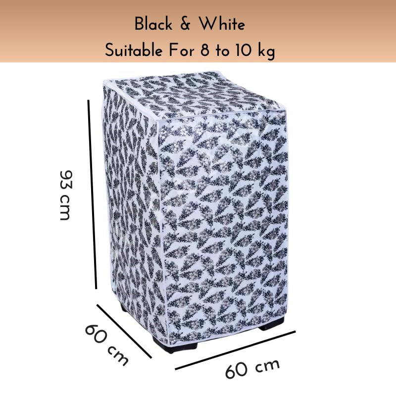Image of Top Load Washing Machine Cover Pvc Suitable For - Lg-8-10kg | Black & White - Size: 60X60X93Cm