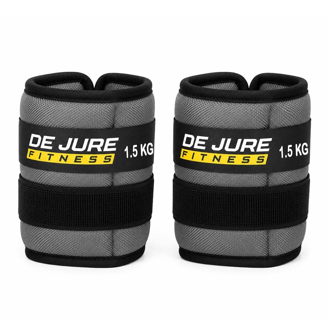 De Jure Fitness Adjustable Ankle & Wrist Weights Pair (1.5KG x 2) for Men & Women | Strength Training, Walking, Running, Workout, Yoga | Comfortable, Durable | Grey – 3KG