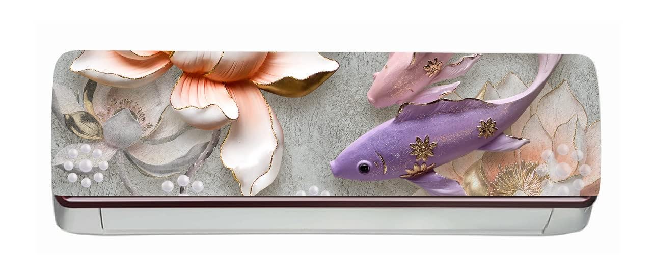 DreamKraft Decorative Flower with Fish AC Sticker (Multicolor PVC Vinyl 30cm x 91cm)-image-22