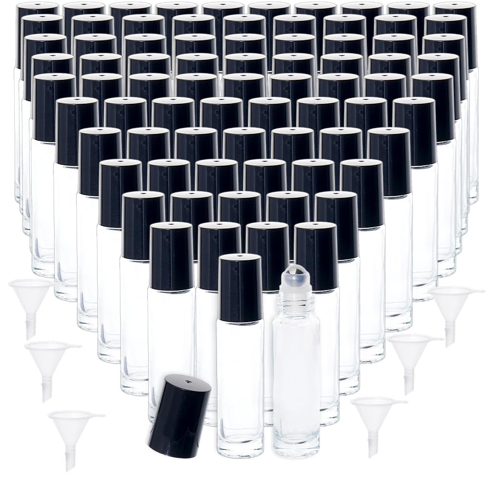 Flacon à bille en verre 10 ml DICOSMETIC lot de 100 bouteilles transparentes pour huile essentielle