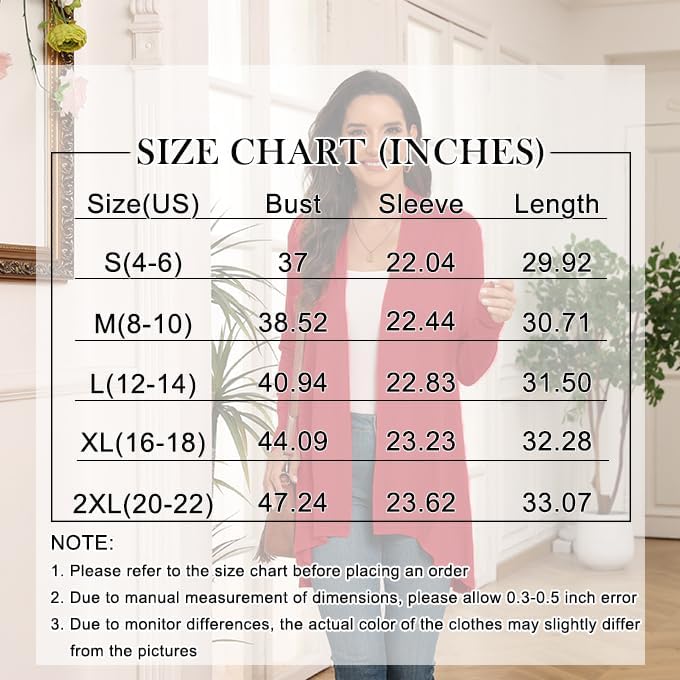 Anymiss Womens Long Cardigans Spring Lightweight Jackets S-2XL Knit Kimono - Image 5