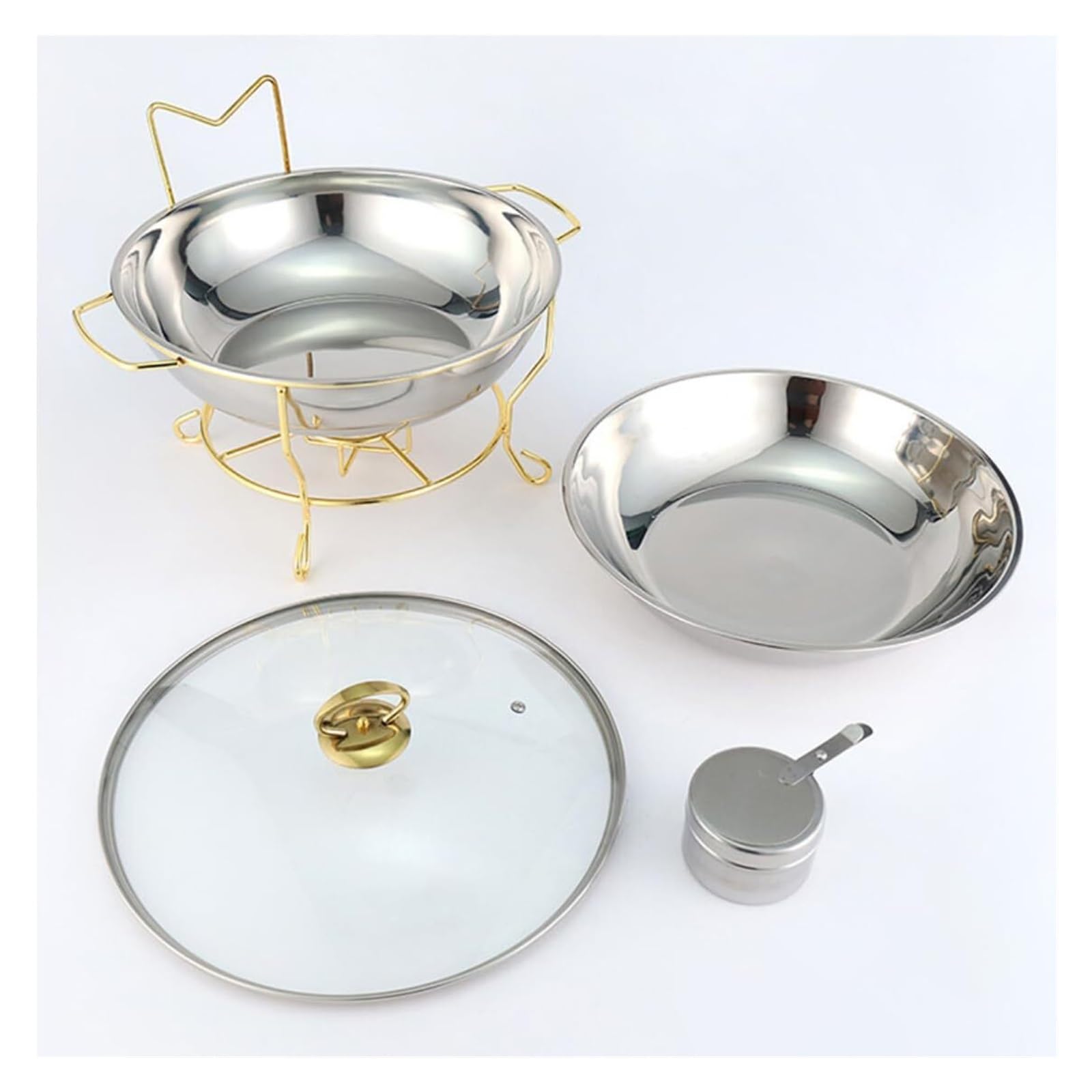 Platos de frotamiento con gancho lateral redondo for buffet estufa buffet | Juego de buffet de plato de frotamiento de acero inoxidable for cualquier fiesta, restaurante, hotel(6L)