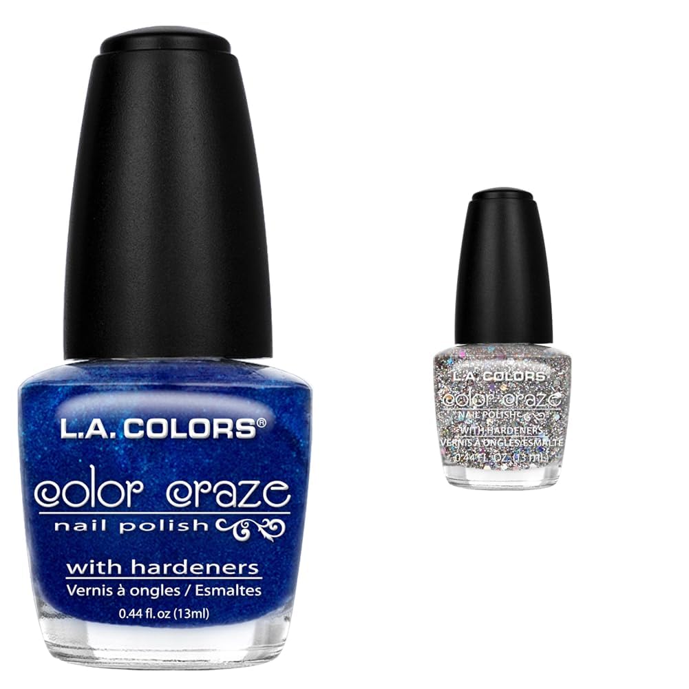 L A COLORS Craze Nail Polish Bundle Wired 0 44 Fluid Ounce Glitter Bomb 0 44 Fl Oz