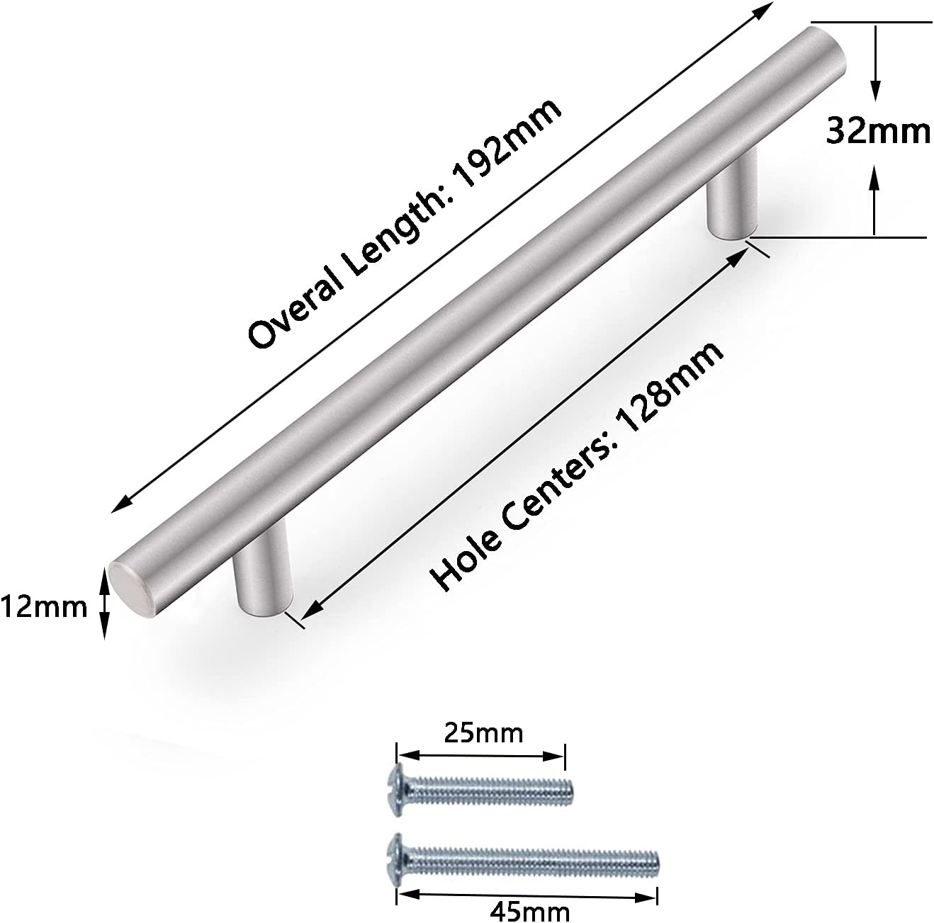PinLin 25 Pack Cabinet Pulls Hole Spacing 128mm Brushed Nickle Kitchen ...