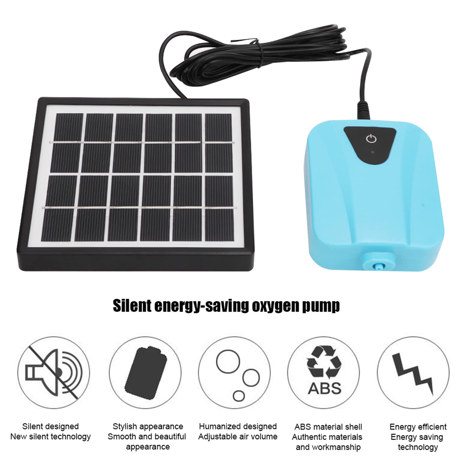 Pompe à Air Oxygénateur à énergie Solaire AP003, Aérateur Solaire pour Aquariums, Outil à Double Usage AC DC pour Aquariums, Pisciculteurs et Pêche