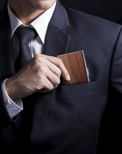 Vista 12 de MaxGear - Tarjetero para hombres y mujeres, bolsillo para tarjetas de negocios RFID, delgado, para tarjetas de negocios, soporte para tarjetas