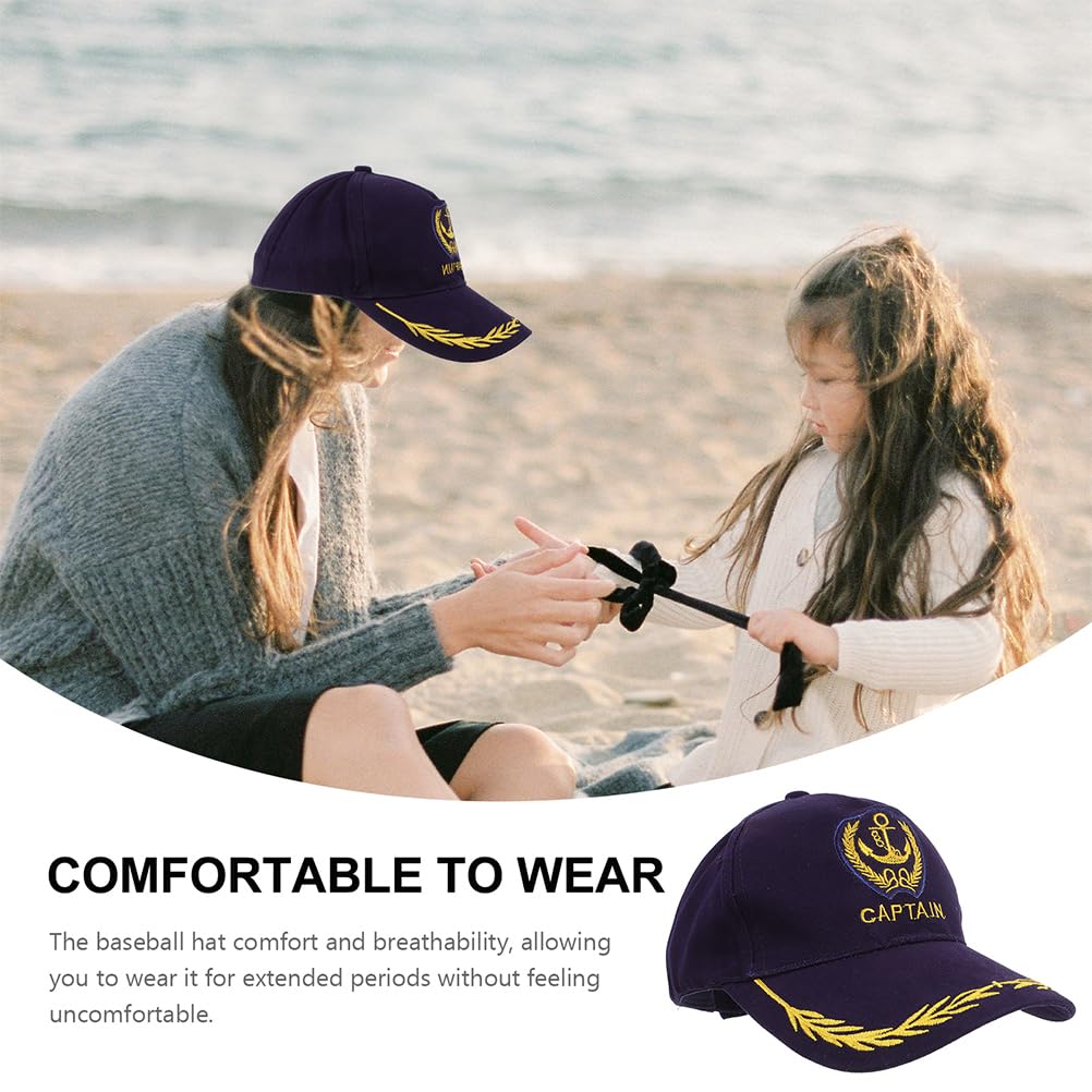 Berretto da Baseball Vintage Capitano Nave 2pezzi Cotone Navy | Cappello Nautico Regolabile, Traspirante Protezione Solare, Vacanze Estive e Attività All'aperto