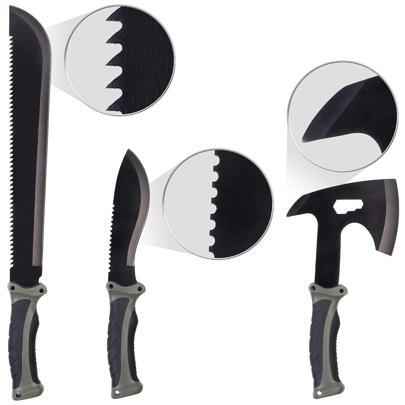 Semptec Urban Survival Technology Axt: Outdoor Survival Beil-Set inkl. Messer & Machete, 3 Gürtelscheiden (Klinge Messer, Multifunktionsset, Schleifstein)