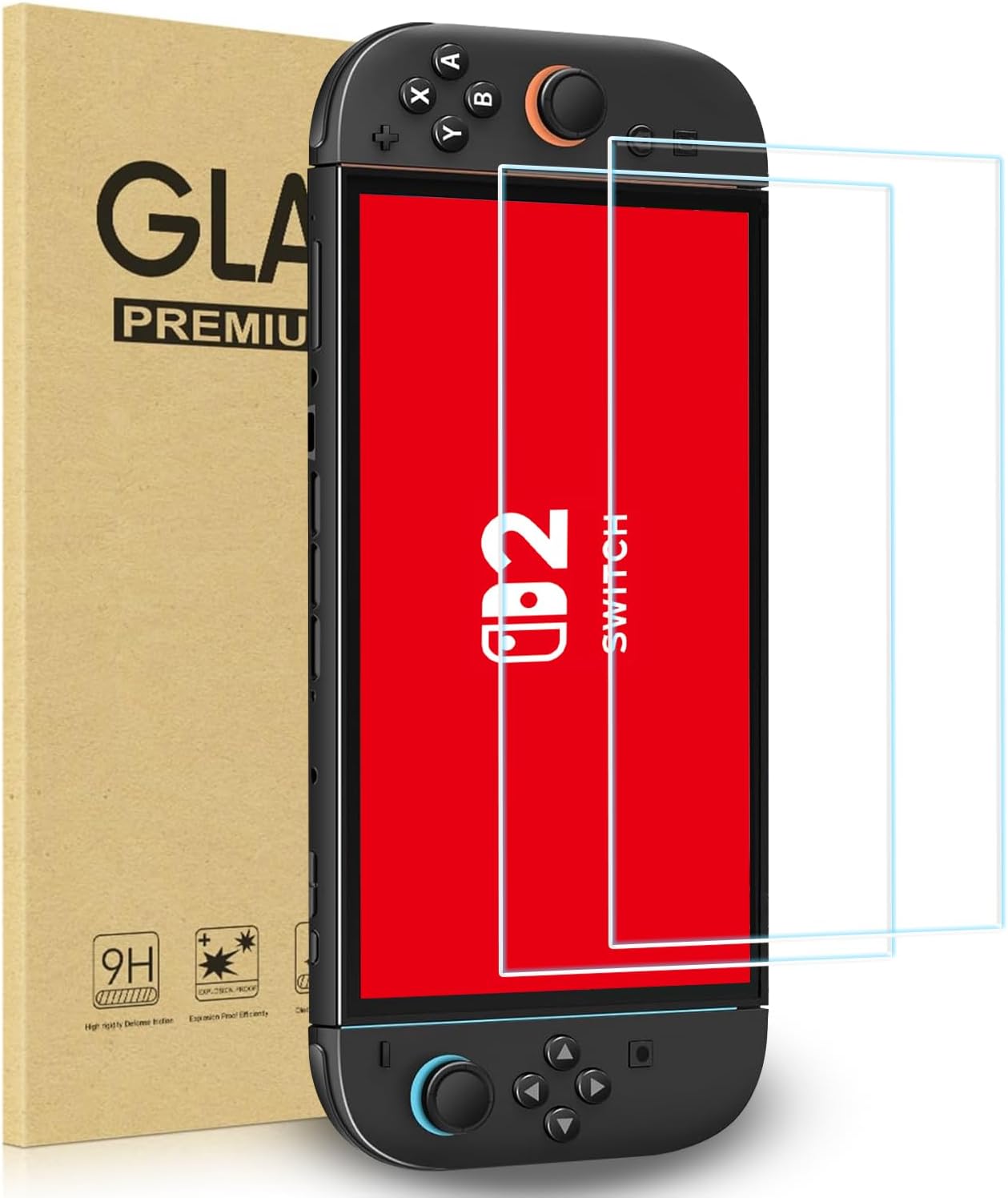 2-Pack Tempered Glass Screen Protector for Nintendo Switch 2 2025 7.9-inch,Transparent 9H Anti-Scratch Screen Protector Accessories for Switch 2,Clear