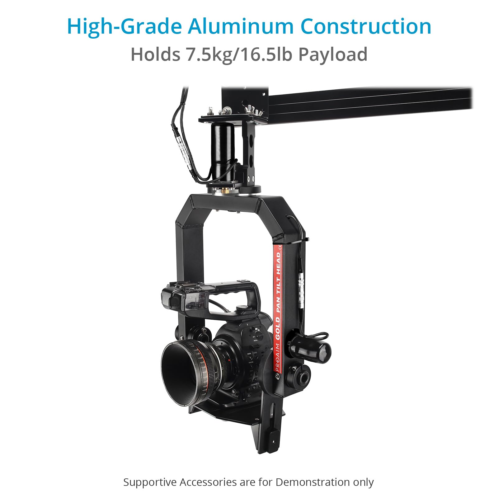 Proaim Gold Cabezal Motorizado Pan Tilt 2 Ejes para Grúas Jib