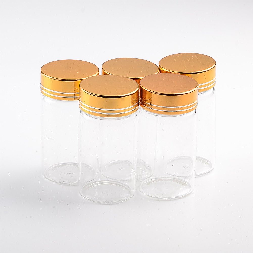 24units 50CC Empty Jars Glass Bottle Storage with Aluminium Screw Cap (24, 50ML-Gold Cap)