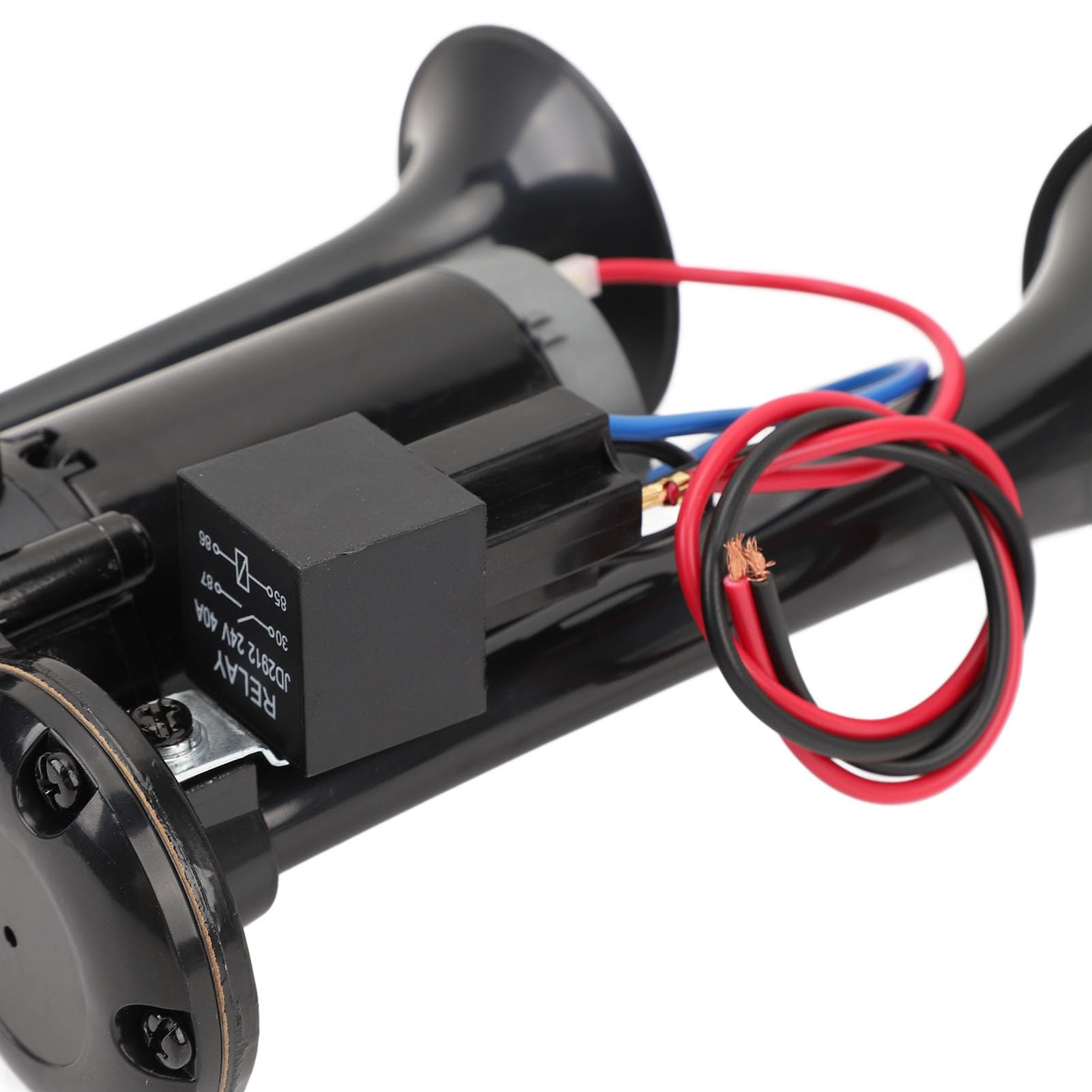 SIXRUN Clacson ad Aria Doppia Tromba 130 dB, 24V con Compressore, Metallo Cromato, per Camion Yacht Treni