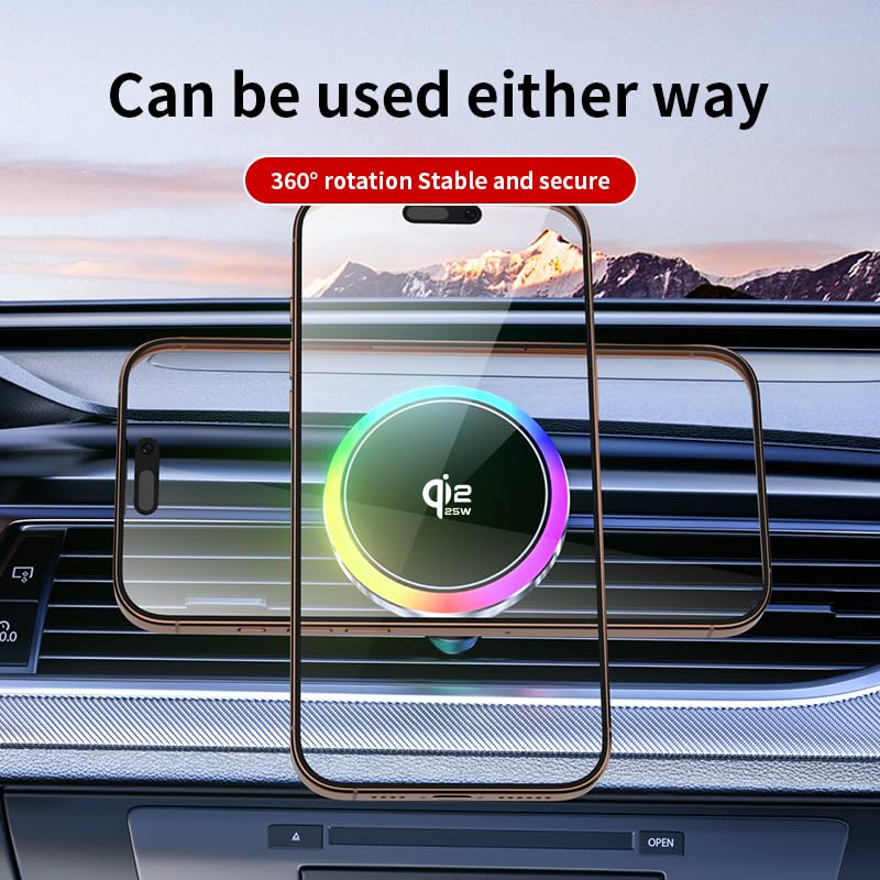 Cargador de coche inalámbrico MIOLLYBO de 25W para iPhone 17 Pro Max con sujeción magnética estable 6