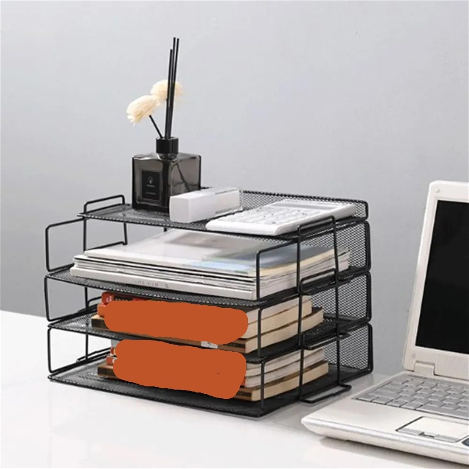 Bandeja para Cartas Estante de Almacenamiento Archivos una Sola Capa, Estante apilable for Documentos Escritorio, Organizador Bandeja for Cartas A4, Ahorro Espacio(White)