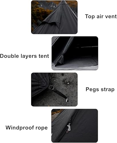 Miniatura 15 de UNISTRENGH Tienda de campaña tipi india tienda de campaña yurta de 4 estaciones de doble capa impermeable protector solar refugio pirámide tiendas