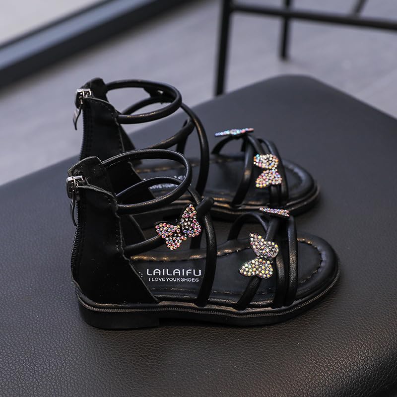 Girls Strappy Sandals Sparkling Butterfly Sandles Flat Princess Summer Shoes with Zipper Stylish3