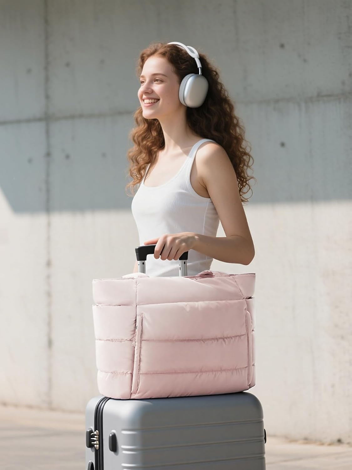 Puffer Tote Bag for Women, Lightweight Puffy Work Handbag Teacher Nurse Quilted Shoulder Bag for School Travel Gym | Cloud Bag w/ Zipper, Daily College Bags, 15.6" Computer Bag, Clinical Nursing Bag, 40 OZ Tumbler Holder, Ideal Gift for Women - Image 2