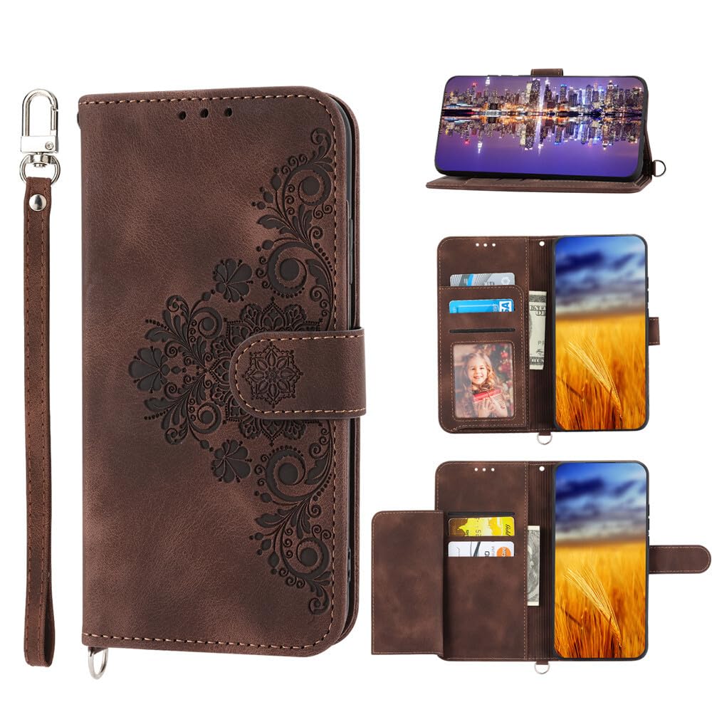 Generic etui kompatybilne z iPhone 15 PRO MAX (kolor: brązowy) stylowy magnetyczny portfel skórzany z klapką z przegródkami na karty