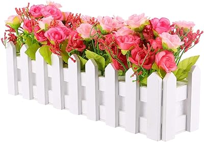 VOSAREA Kleine Künstliche Pflanzen im Topf Mini Gefälschte Topfpflanzen Stiegen in Lattenzaun Topf Pack Rustikalen Bauernhaus Dekor