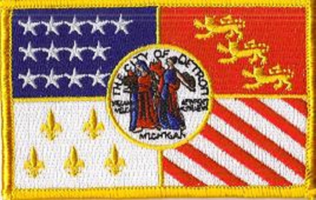 Detroit Flag Patch, Measures 3.50" x 2.25", USA and International State Embroidered Iron On or Sew On Flag Patch Emblems 20 Patch Options Available (Detroit)