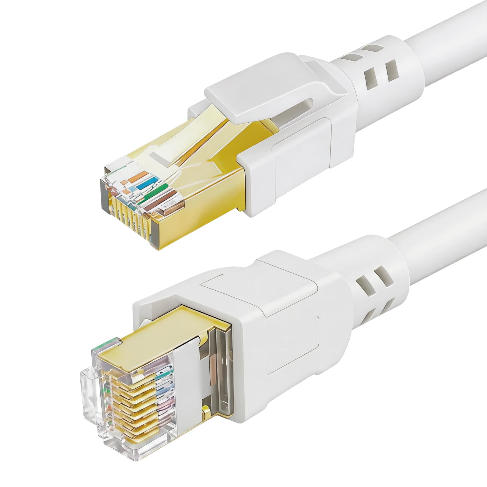 DDMALL CAT 8 Ethernet Kabel 5 Meter, Hochgeschwindigkeit F/FTP Netzwerkkabel 40Gbps 2000MHz Internet LAN Kabel mit Vergoldetem RJ45 für Router, Modem, Gaming (5m, weiß)