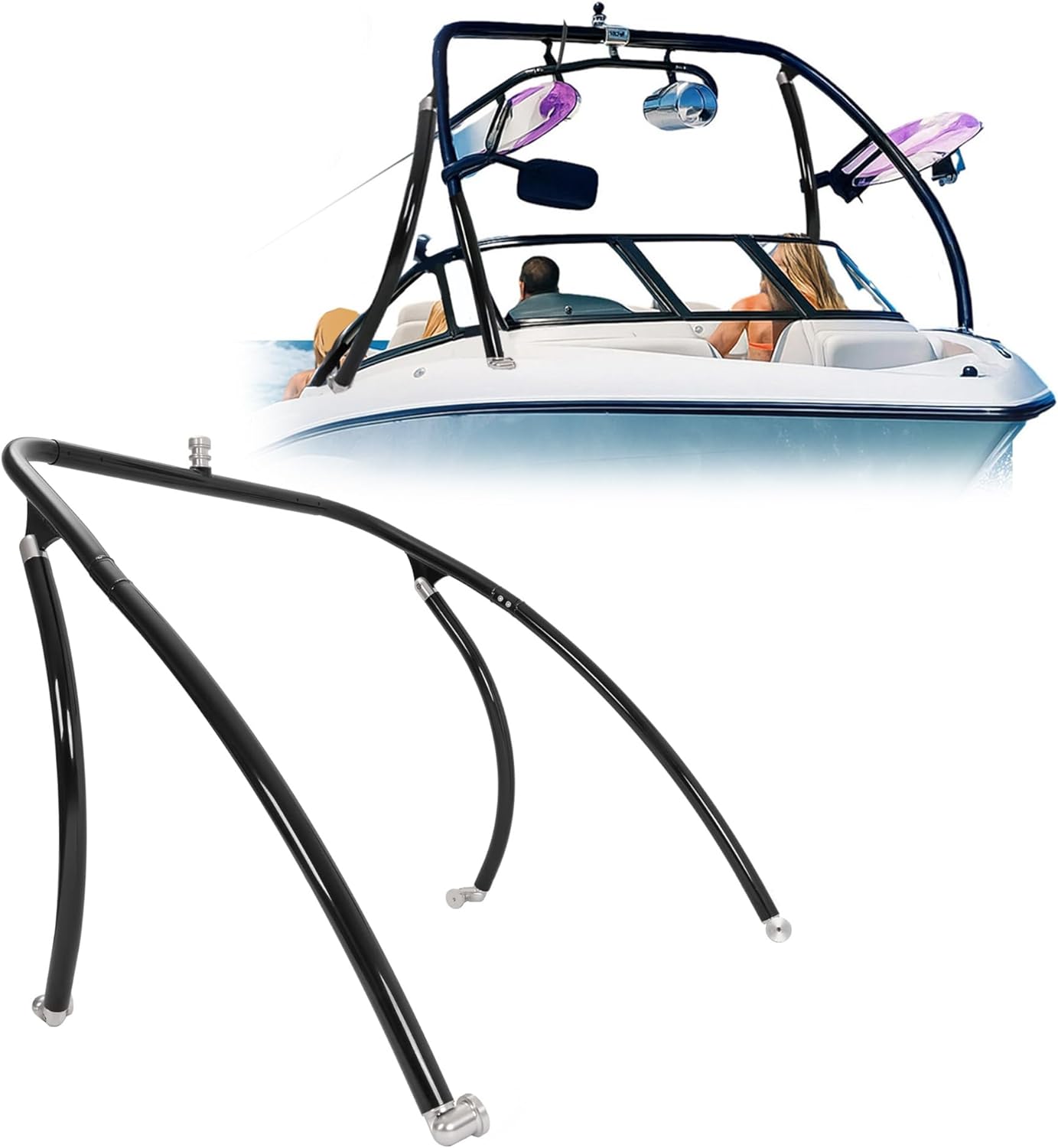 HECASA Wakeboard Tower Compatible with Most Boats from 62"-103" Wide Universal Boat Wake Tower Durable Aluminium Black Powder Coated Marine