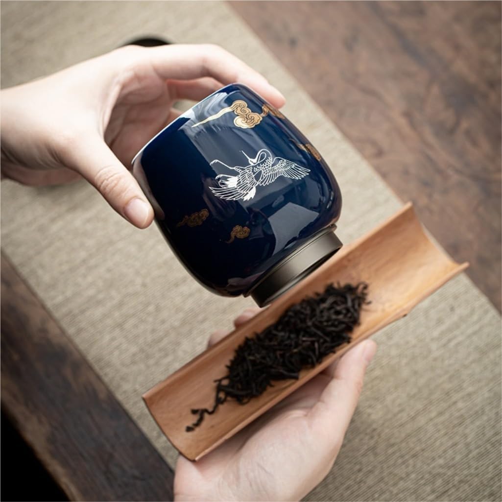 SONGCHAO Sugar Jar Bulk Tea Storage Tank Aluminum Alloy Lid Small Ceramic Tea Tank Household Tea Sealed Tank Kitchen Food Storage Tank Tea Canister (Color : C)