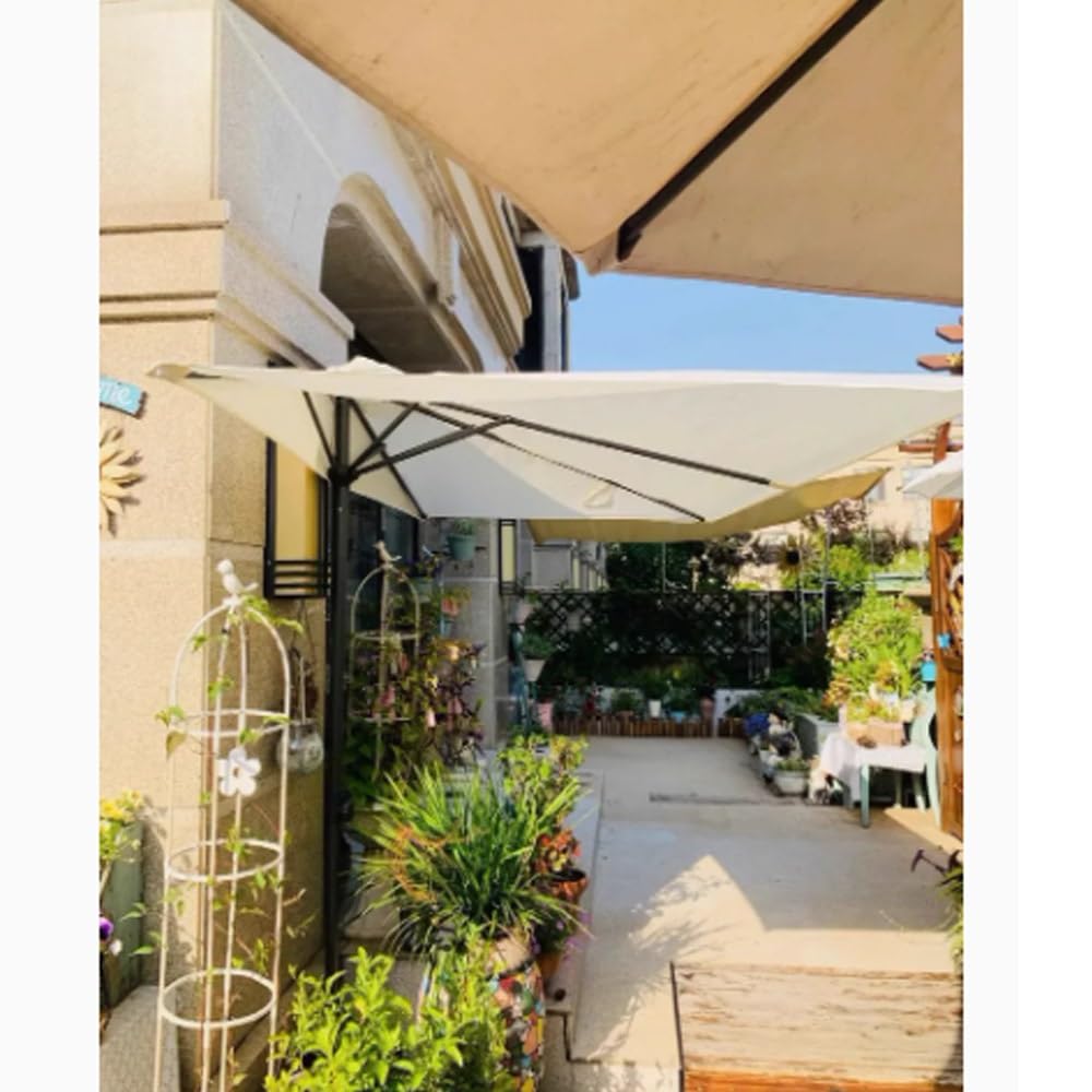 Telo di Ricambio per ombrellone da Esterno, 2,7 m, 5 Stecche, semicircolare, per Patio, Balcone, Giardino, Tavolo, terrazzo (Beige)